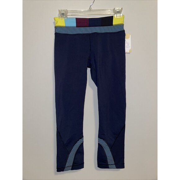 Lululemon Navy Blue Athletic Capri Pants W/Multicolor Color Blocks, Size 4 (US) - Picture 1 of 7